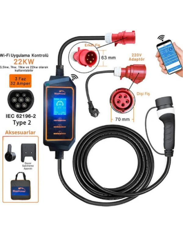 22 kW Taşınabilir Araç Şarj Cihazı 22 kW Taşınabilir Araç Şarj Cihazı