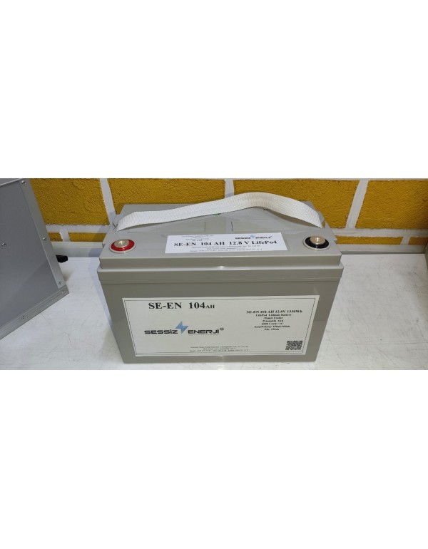12.8V 104AH LifePo4 Prizmatik Lityum Akü 1330WH Bluetooth